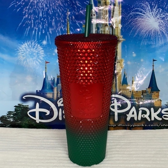 DISNEY World Starbucks Travel Tumbler - Christmas Red And Green - Picture 4 of 8